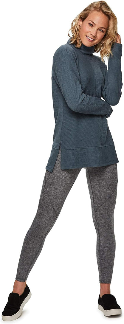 Active Women'S Ultra Soft Quilted Cowl Neck Pullover Sweater, Lightweight Mock Neck Tunic Sweatshirt with Thumbholes