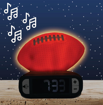 , American Football - Night Light Alarm Clock, Sounds and Melodies, Backlit LCD Screen, Luminescent, Snooze, Orange/Blue, RL800SO