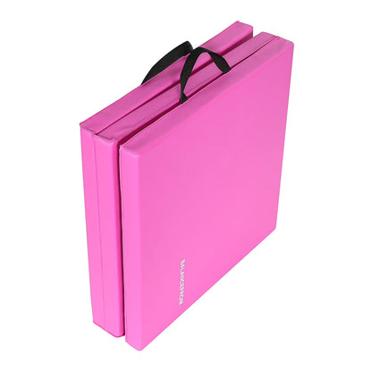 6 Ft. X 2 Ft. X 2 In. Three Fold Folding Exercise Mat with Carrying Handles for MMA, Gymnastics and Home Gym, Pink