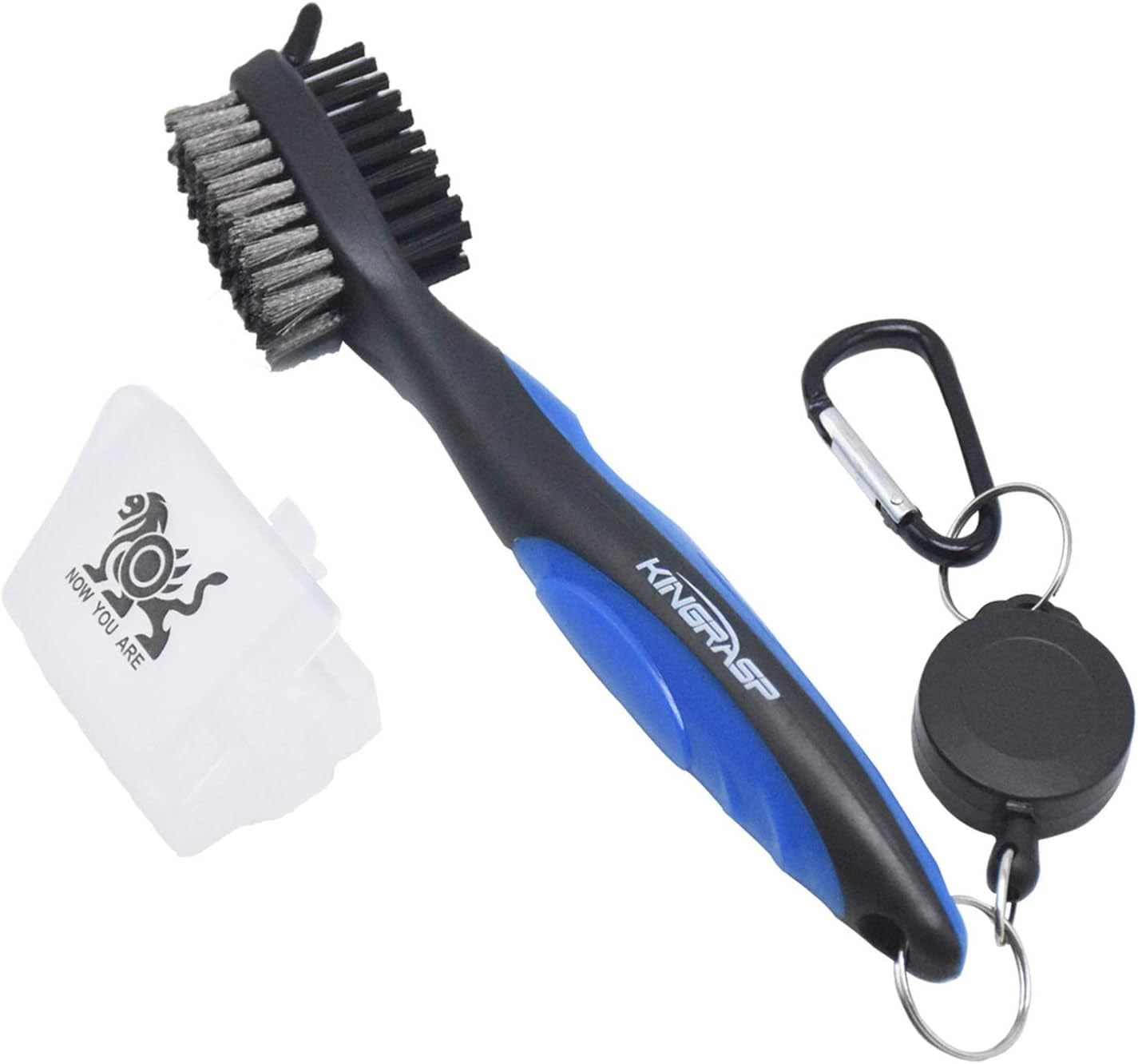 Golf Club Brush and Club Groove Cleaner 2 Ft Retractable Zip-Line Aluminum Carabiner, Lightweight and Stylish, Ergonomic Design, Easily Attaches to Golf Bag