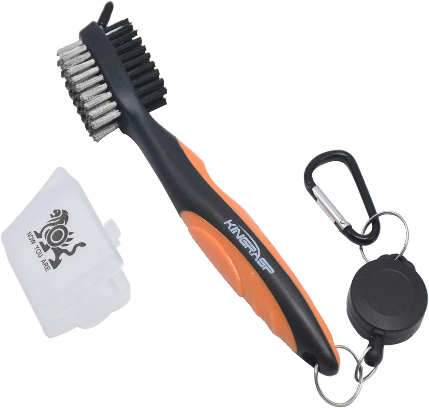 Golf Club Brush and Club Groove Cleaner 2 Ft Retractable Zip-Line Aluminum Carabiner, Lightweight and Stylish, Ergonomic Design, Easily Attaches to Golf Bag