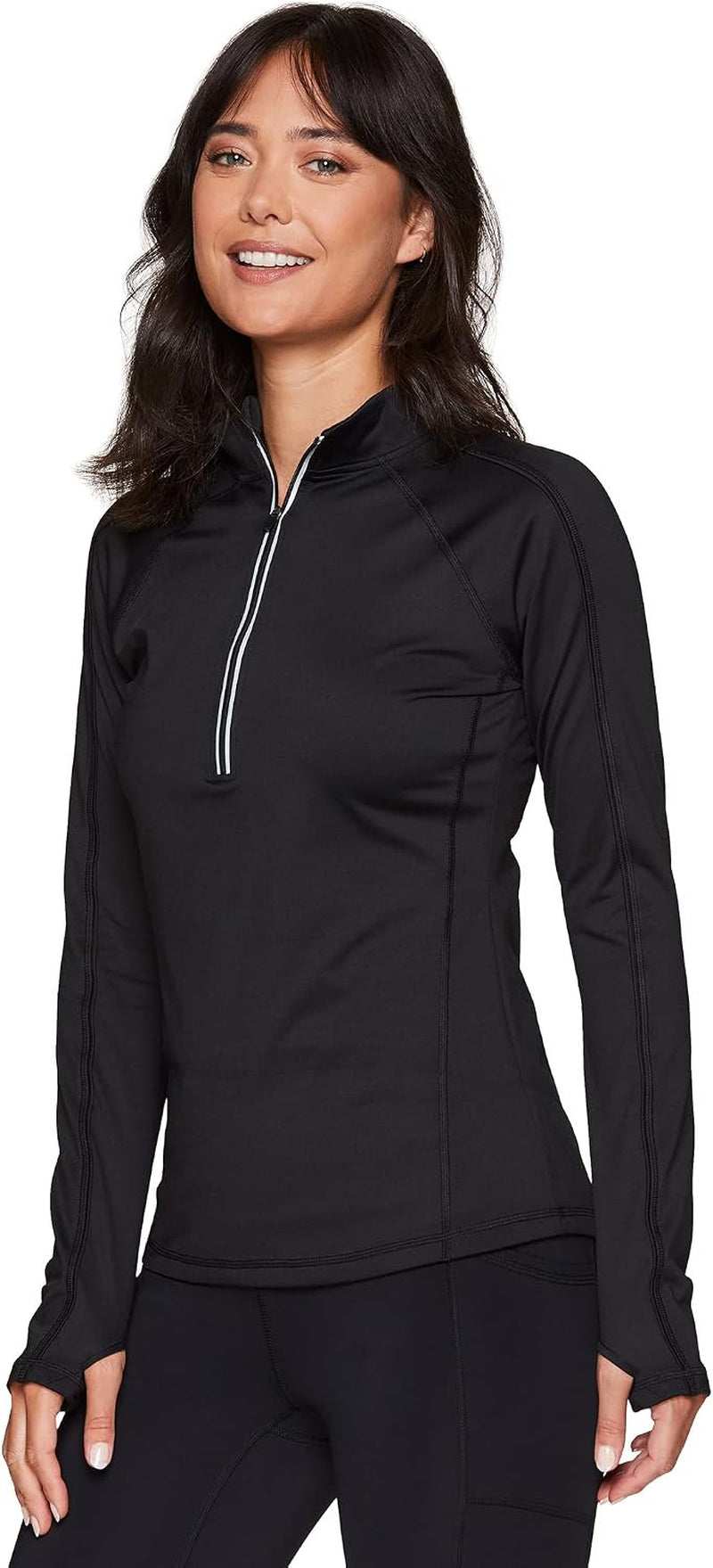 Active Women'S Lightweight Mock Neck Fleece Lined Zip up Pullover Athletic Running Shirt