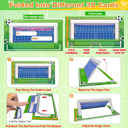 [3D Goal Cards]24 Pack Valentines Day Gifts for Kids Finger Soccer Game with Valentines Day Cards for Kids School,Football Balls Tabletop Game for Party Favors Toddles Boys Girls Class Exchange Prizes