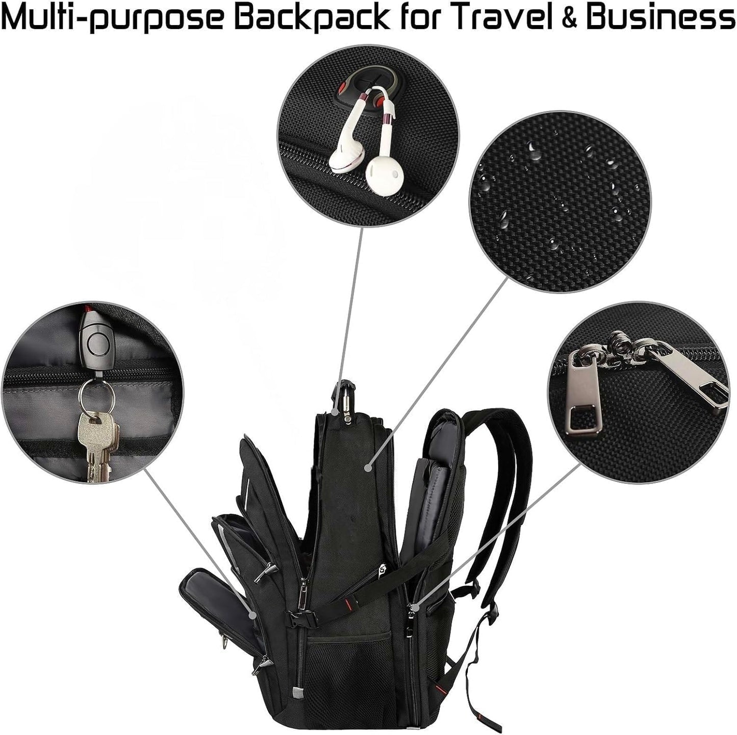 18.4 Laptop Backpack for Men, 55L-60L Extra Large Gaming Laptops Backpack, TSA Friendly Flight Approved RFID Anti-Theft Pocket, Water Resistant Suiltable for Travel Business Work
