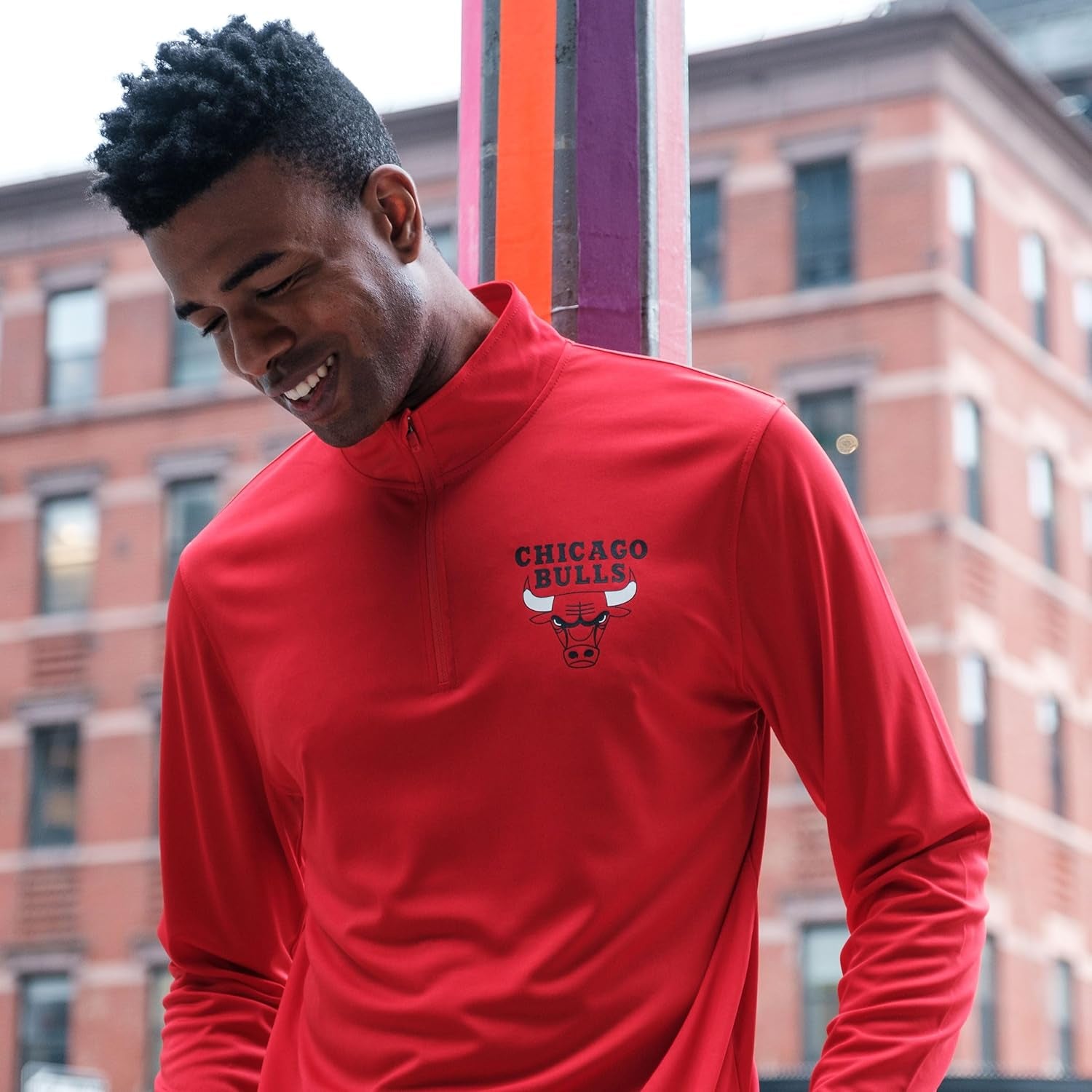 Men'S NBA Official Super Soft Quarter Zip Long Sleeve T-Shirt