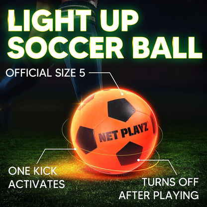 Light up Glow in the Dark Soccer Ball Soccer Net | Football Gift for Boys Girls Kids Teens & Youths