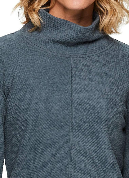 Active Women'S Ultra Soft Quilted Cowl Neck Pullover Sweater, Lightweight Mock Neck Tunic Sweatshirt with Thumbholes