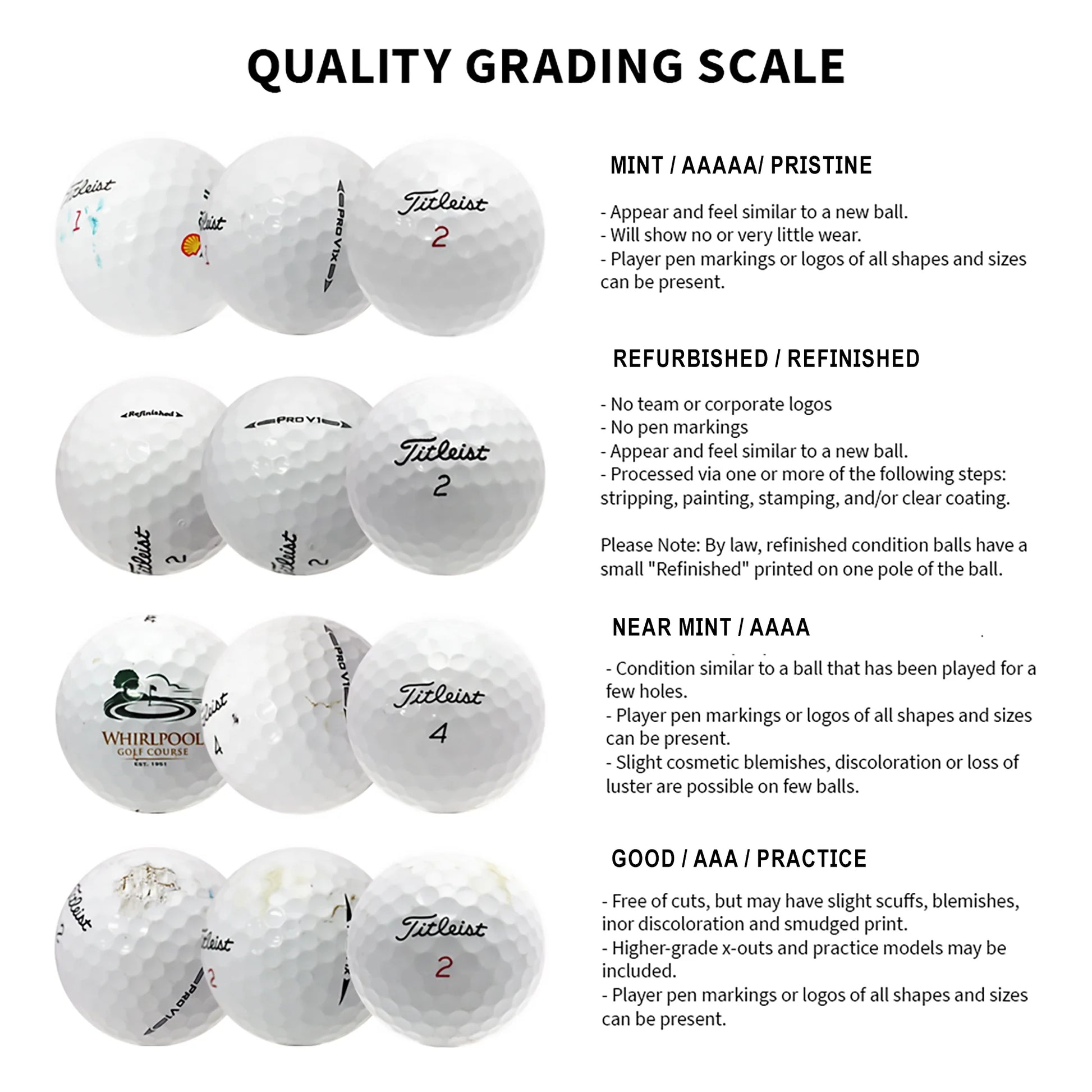 Mixed Golf Ball Brands Mint / 5A / AAAAA Quality - 48 Pack - White