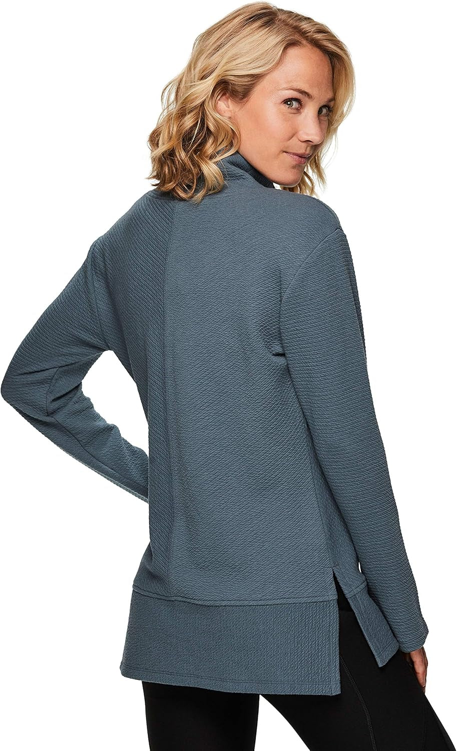 Active Women'S Ultra Soft Quilted Cowl Neck Pullover Sweater, Lightweight Mock Neck Tunic Sweatshirt with Thumbholes