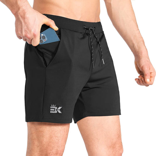 Men'S Lightweight Gym Shorts with Zip Pocket,Stretch Fitted Quick Dry Athletic Shorts Men for Workout Exercise
