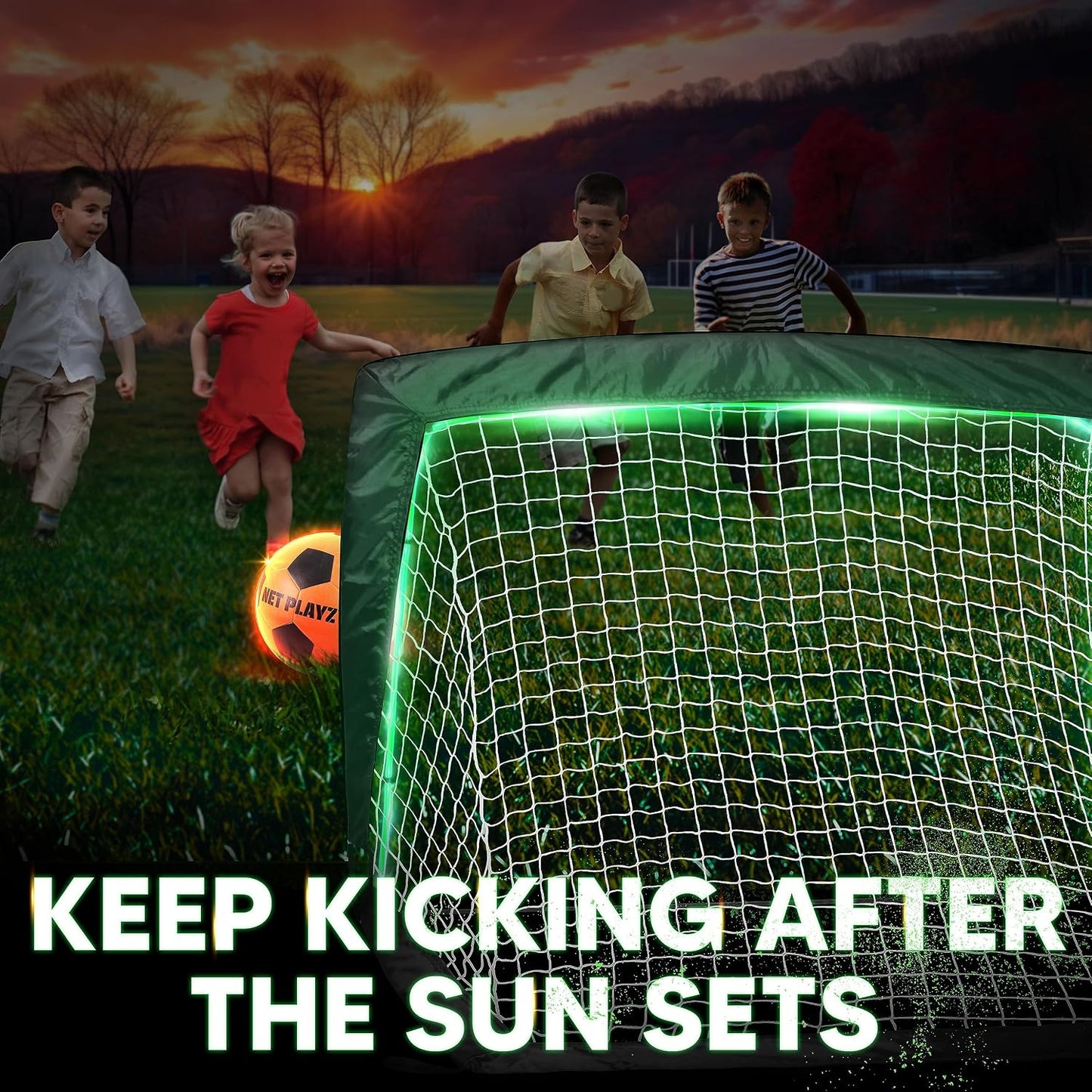 Light up Glow in the Dark Soccer Ball Soccer Net | Football Gift for Boys Girls Kids Teens & Youths