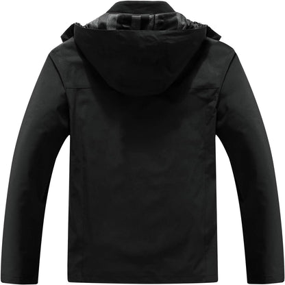 Men'S Lightweight Waterproof Hooded Rain Jacket Outdoor Raincoat Shell Jacket for Hiking Travel