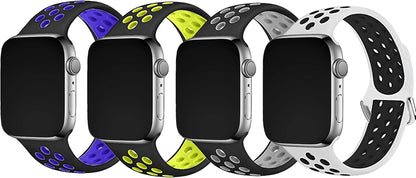 4 Pack Watch Band for 38Mm 40Mm 42Mm 44Mm Watch,Soft Sport Bands Replacement for Watch Series654321 Women Men (Multicolor NK2, 42Mm44Mm SM)