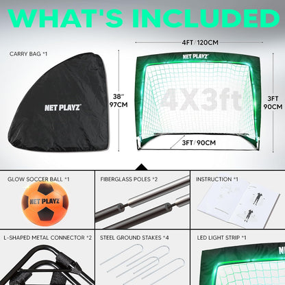 Light up Glow in the Dark Soccer Ball Soccer Net | Football Gift for Boys Girls Kids Teens & Youths