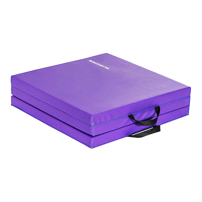 6 Ft. X 2 Ft. X 2 In. Three Fold Folding Exercise Mat with Carrying Handles for MMA, Gymnastics and Home Gym, Purple