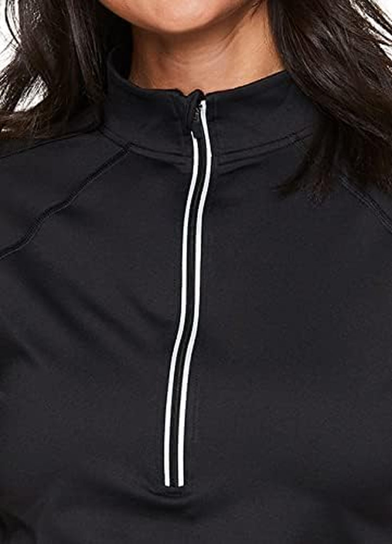 Active Women'S Lightweight Mock Neck Fleece Lined Zip up Pullover Athletic Running Shirt