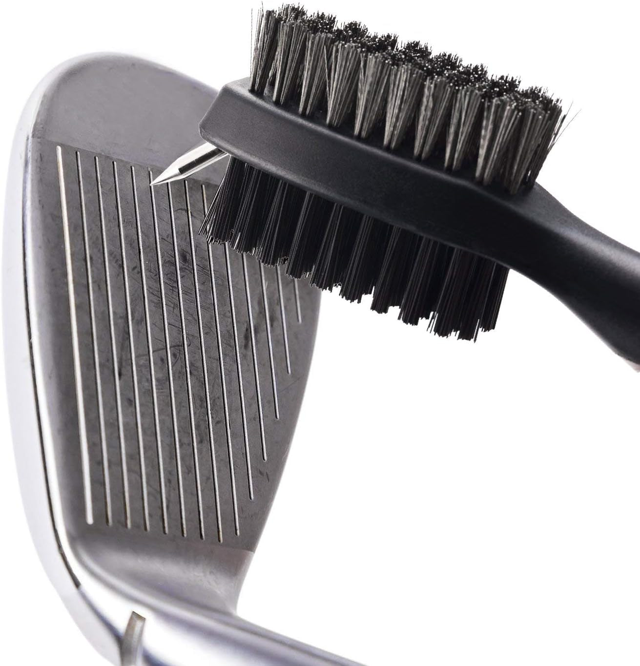 Golf Club Brush and Club Groove Cleaner 2 Ft Retractable Zip-Line Aluminum Carabiner, Lightweight and Stylish, Ergonomic Design, Easily Attaches to Golf Bag