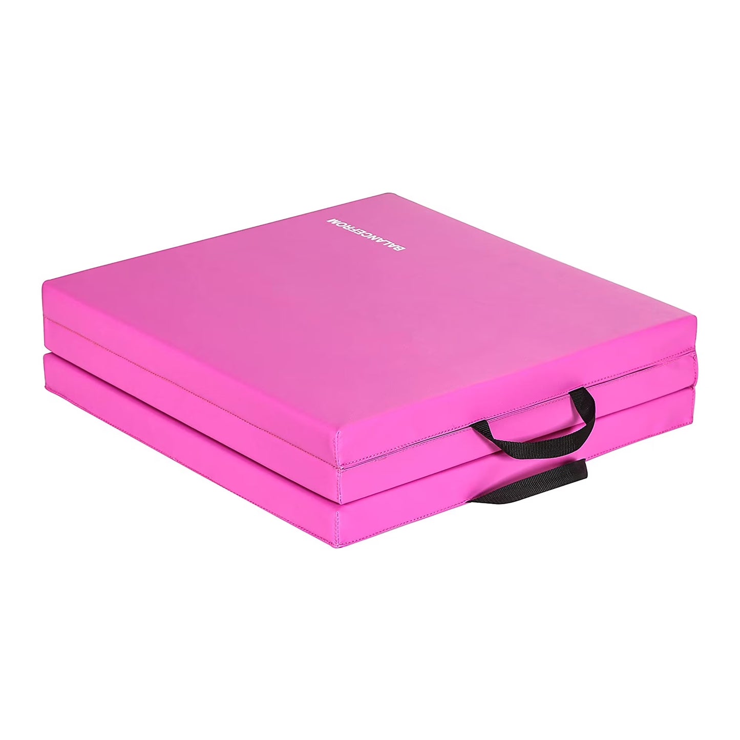 6 Ft. X 2 Ft. X 2 In. Three Fold Folding Exercise Mat with Carrying Handles for MMA, Gymnastics and Home Gym, Pink