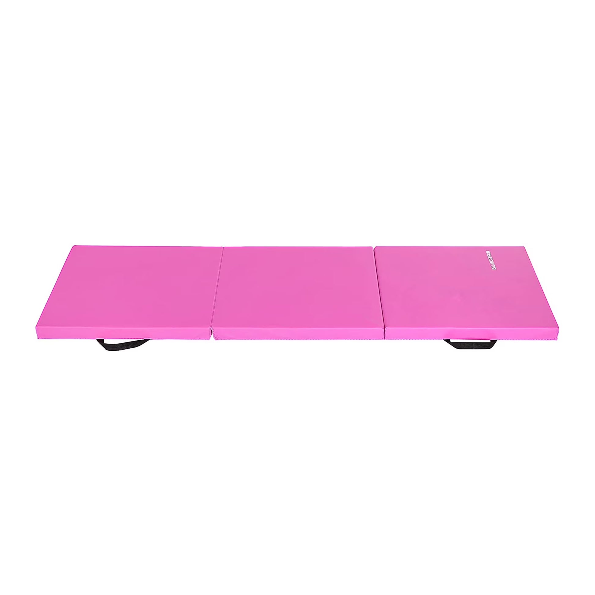 6 Ft. X 2 Ft. X 2 In. Three Fold Folding Exercise Mat with Carrying Handles for MMA, Gymnastics and Home Gym, Pink